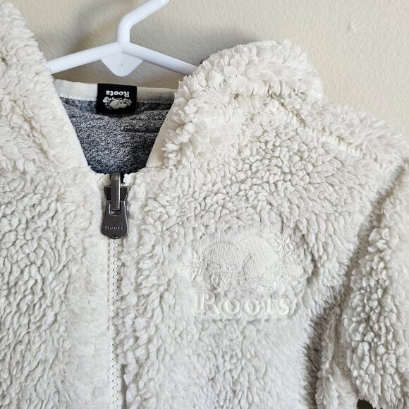 Roots Shearling Reversible Fleece Hoodie Salt Pepper - Picture 2 of 6